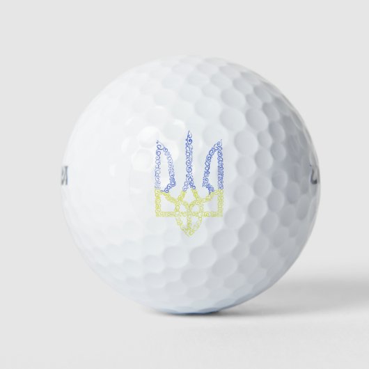 Ukraine-Wappen-Trident-Trendsub-Spiralmuster Golfball (Vorderseite)