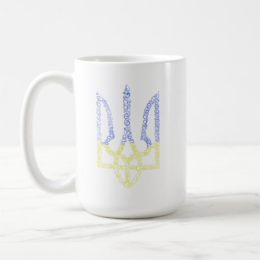 Ukraine-Wappen-Trident-Trendsub-Spiralmuster Kaffeetasse (Links)