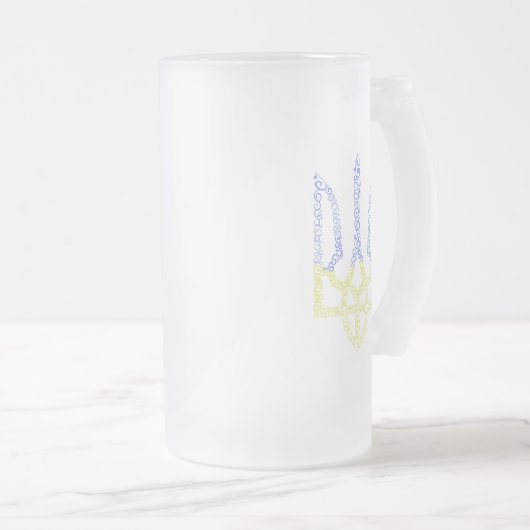 Ukraine-Wappen-Trident-Trendsub-Spiralmuster Mattglas Bierglas (VorderseiteRechts)