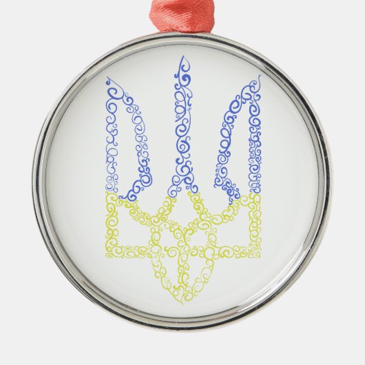 Ukraine-Wappen-Trident-Trendsub-Spiralmuster Ornament Aus Metall (Vorne)