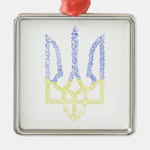 Ukraine-Wappen-Trident-Trendsub-Spiralmuster Ornament Aus Metall