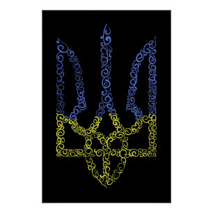 Ukraine-Wappen-Trident-Trendsub-Spiralmuster Poster