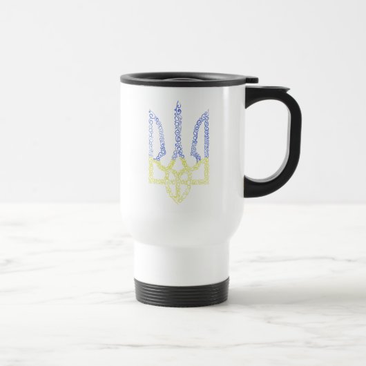 Ukraine-Wappen-Trident-Trendsub-Spiralmuster Reisebecher (Rechts)