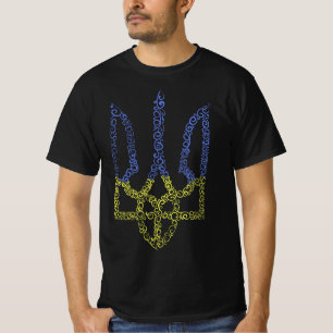 Ukraine-Wappen-Trident-Trendsub-Spiralmuster T-Shirt