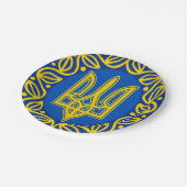 Ukraine, Wappen, Tryzub Ukraine Pappteller (Schrägansicht)