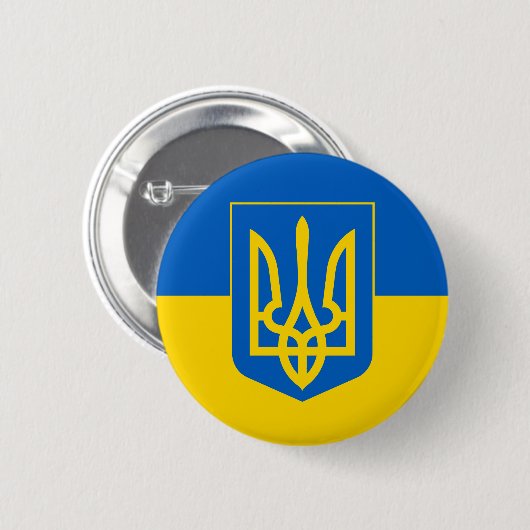 UKRAINE-Wappen und Flagge Button (Vorne & Hinten)