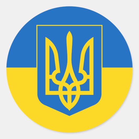 UKRAINE Wappen und Flagge Runder Aufkleber (Vorderseite)