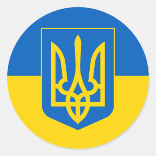 UKRAINE Wappen und Flagge Runder Aufkleber