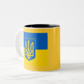 UKRAINE-Wappen und Flagge Zweifarbige Tasse (Vorderseite Links)