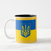 UKRAINE-Wappen und Flagge Zweifarbige Tasse (Links)