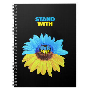 Ukraine Wasserfarbe Sonnenblume blau gelbe Flagge Notizblock