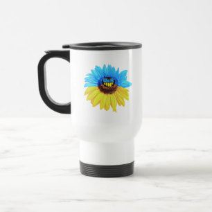 Ukraine Wasserfarbe Sonnenblume blau gelbe Flagge Reisebecher