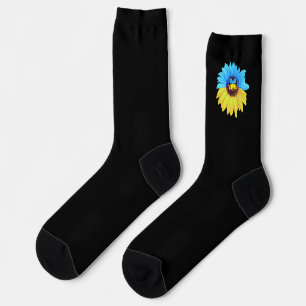 Ukraine Wasserfarbe Sonnenblume blau gelbe Flagge Socken