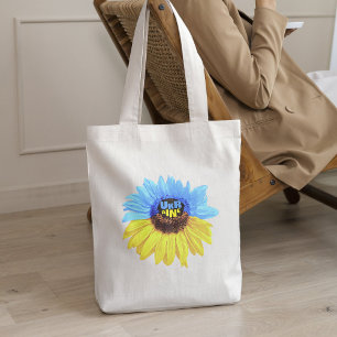 Ukraine Wasserfarbe Sonnenblume blau gelbe Flagge Tragetasche