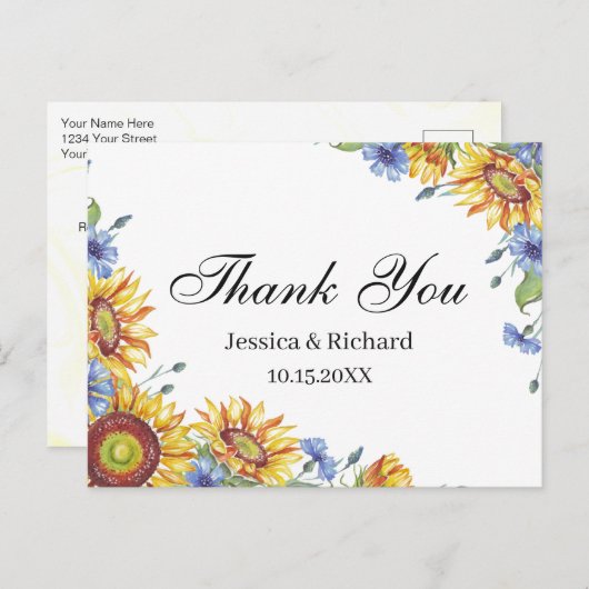 Ukraine Wasserfarbe Vielen Dank Postcard Postkarte (Vorne/Hinten)