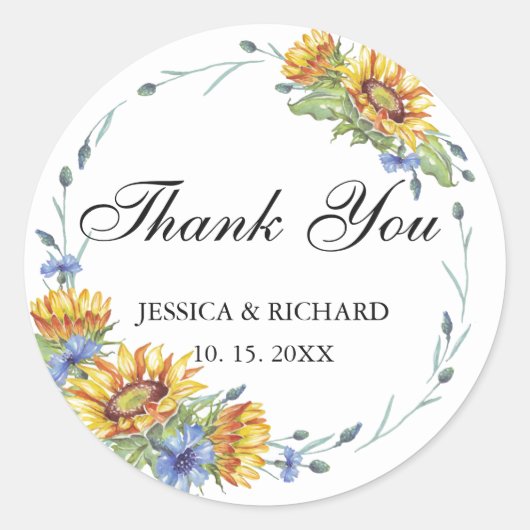 Ukraine Watercolor Wedding Classic Round Aufkleber (Vorderseite)