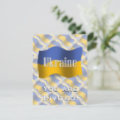 Ukraine-Wave-Flagge Einladung (Stehend Vorderseite)