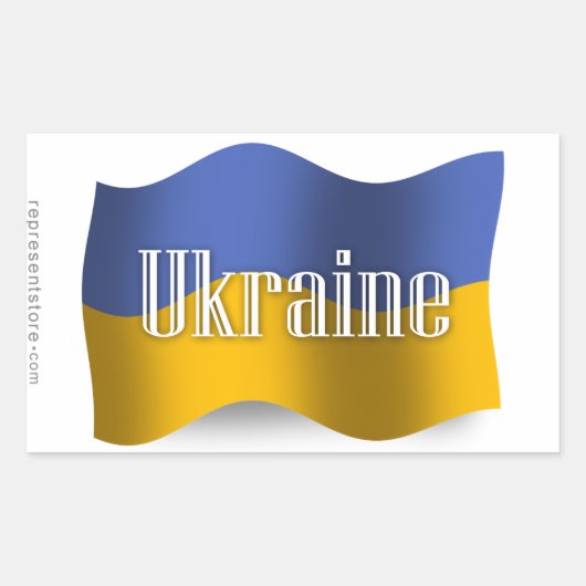 Ukraine Waving Flag Rechteckiger Aufkleber (Vorderseite)