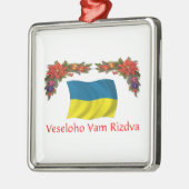 Ukraine-Weihnachten Silbernes Ornament (Links)