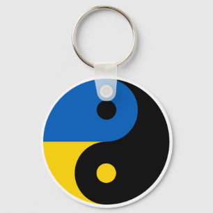 Ukraine Yin Yang Symbol mit Flagge Ukraine Farbe Schlüsselanhänger