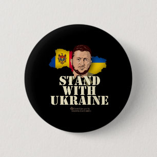 Ukraine Zelensky Flaggen der Republik Moldau und  Button