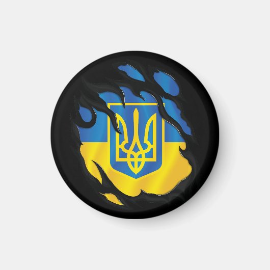 Ukraine zerrissene Flagge Magnet (Vorne)