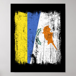 Ukraine Zypern Halbflagge Ukrainisches Zypriotisch Poster