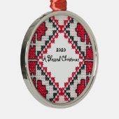 Ukrainer Embroidery Print Meured Christmas Ornament Aus Metall (Rechts)