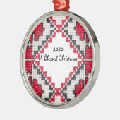 Ukrainer Embroidery Print Meured Christmas Ornament Aus Metall (Links)