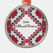 Ukrainer Embroidery Print Meured Christmas Ornament Aus Metall (Vorne)