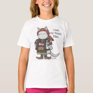 Ukrainer Hutsul Kitsa Miezekatze-Volkskunst T-Shirt