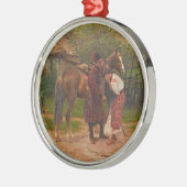 Ukrainer Kozak mit weinendem Mädchen Ornament Aus Metall (Links)