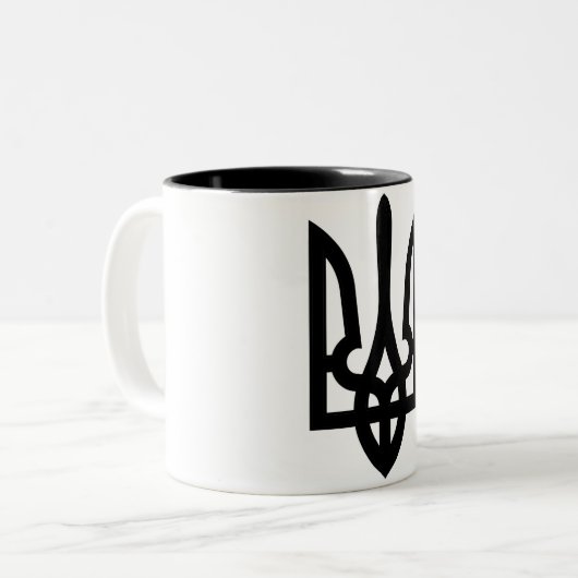 Ukrainer Tryzub Zweifarbige Tasse (Vorderseite Links)