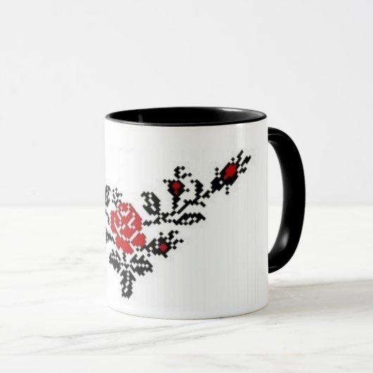 Ukrainer Vyshyvanka Rosen-Stickerei-Tasse Tasse (VorderseiteRechts)
