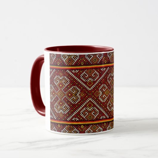 Ukrainer Vyshyvanka Rot-Spirale-Stickerei-Tasse Tasse (Vorderseite Links)