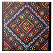 Ukrainer Vyshyvanka rote orange Stickerei Fliese (Vorderseite)