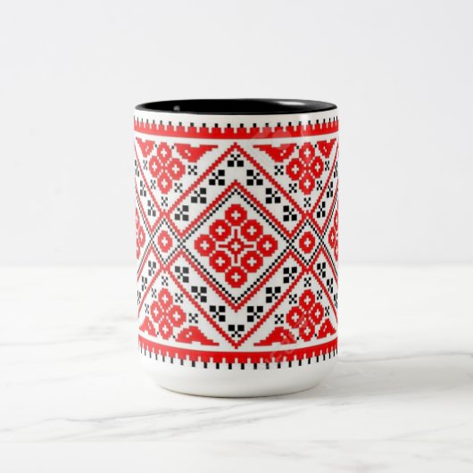 Ukrainer Vyshyvanka Stickerei-Rot sonnt Tasse (Mittel)