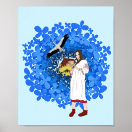 Ukrainerin, Storch und Blume Poster