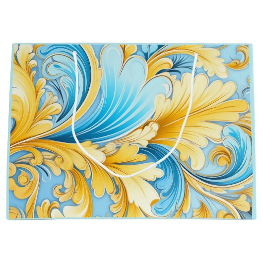 Ukrainian blue and yellow art motifs  große geschenktüte (Vorderseite)