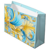 Ukrainian blue and yellow art motifs  große geschenktüte (Vorderseite Schrägansicht)