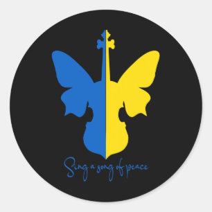 Ukrainian Butterfly Violine Frieden in der Ukraine Runder Aufkleber