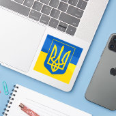 Ukrainian Coat of Arms. Trident. Truzyb.  Aufkleber (Laptop mit iPhone)
