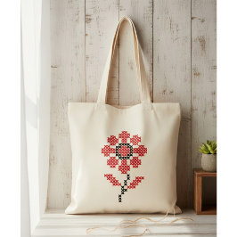 Ukrainian Embroidery Flower Cross Stitch Tote Bag Tragetasche