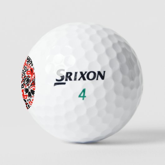 Ukrainian ethnic folk art floral pattern absrtact golfball (Logo)
