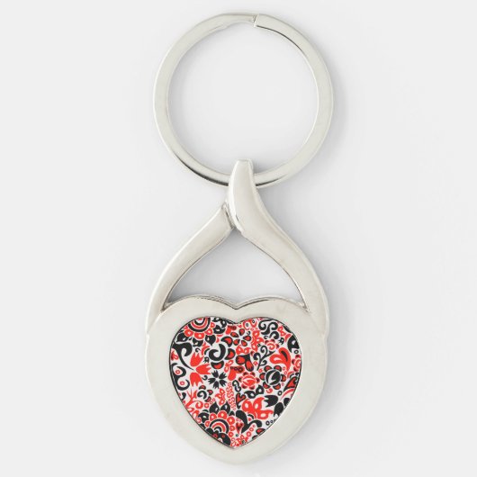 Ukrainian ethnic folk art floral pattern absrtact  schlüsselanhänger (Vorderseite)