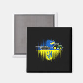 Ukrainian Farmer Steals Tank Ukraine Flag Tryzub F Magnet (Vorderseite/Rückseite)