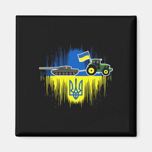 Ukrainian Farmer Steals Tank Ukraine Flag Tryzub F Magnet (Vorne)