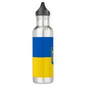 Ukrainian flag. Coat of Arms. We support Ukraine. Edelstahlflasche (Links)