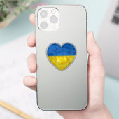 Ukrainian flag. Love to Ukraine. Support. Heart. Aufkleber (Telefon)