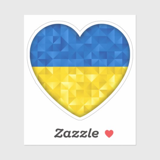 Ukrainian flag. Love to Ukraine. Support. Heart. Aufkleber (Blatt)